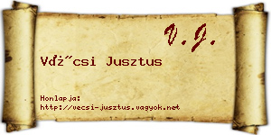 Vécsi Jusztus névjegykártya